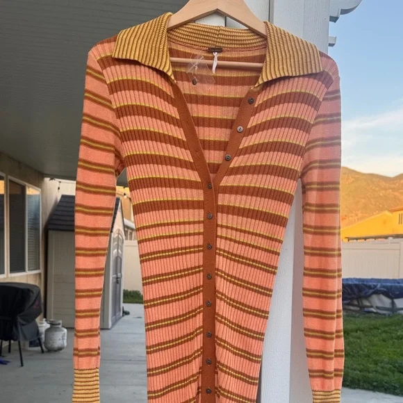 Free People Striped Brown and Orange Dress - Picture 4 of 9